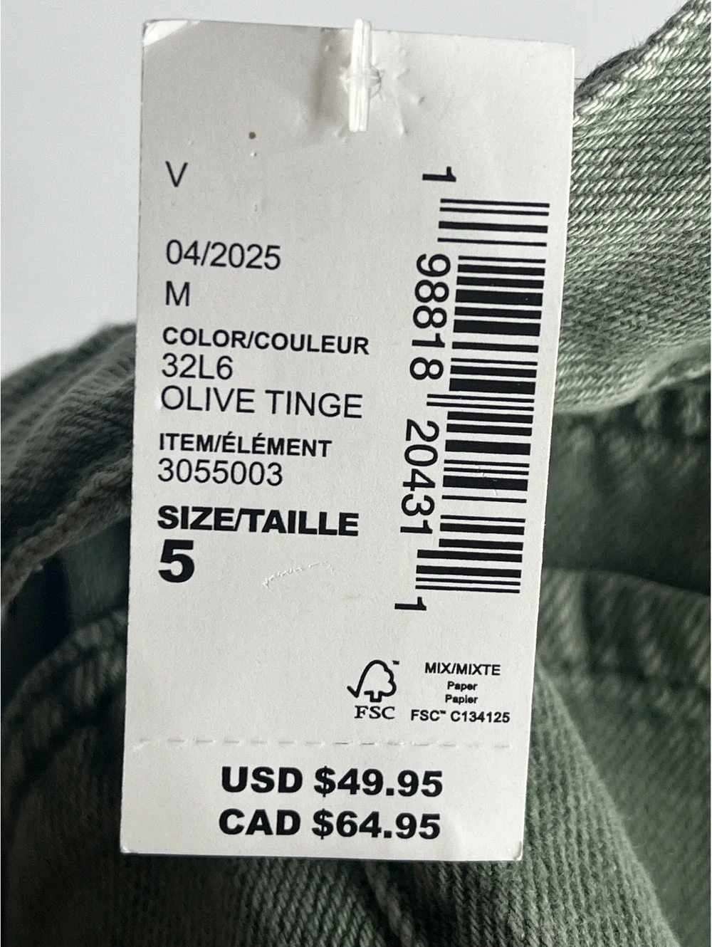NWT Children's Place Girl's Green/Baggy Cargo Pants Size 5